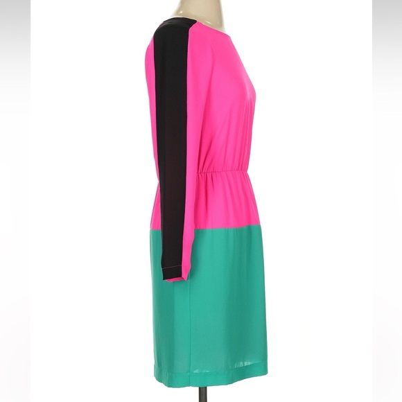 BCBGMAXAZRIA Marcel Neon Pink Color Block Cocktail Party Dress Size XXS - Picture 3 of 8
